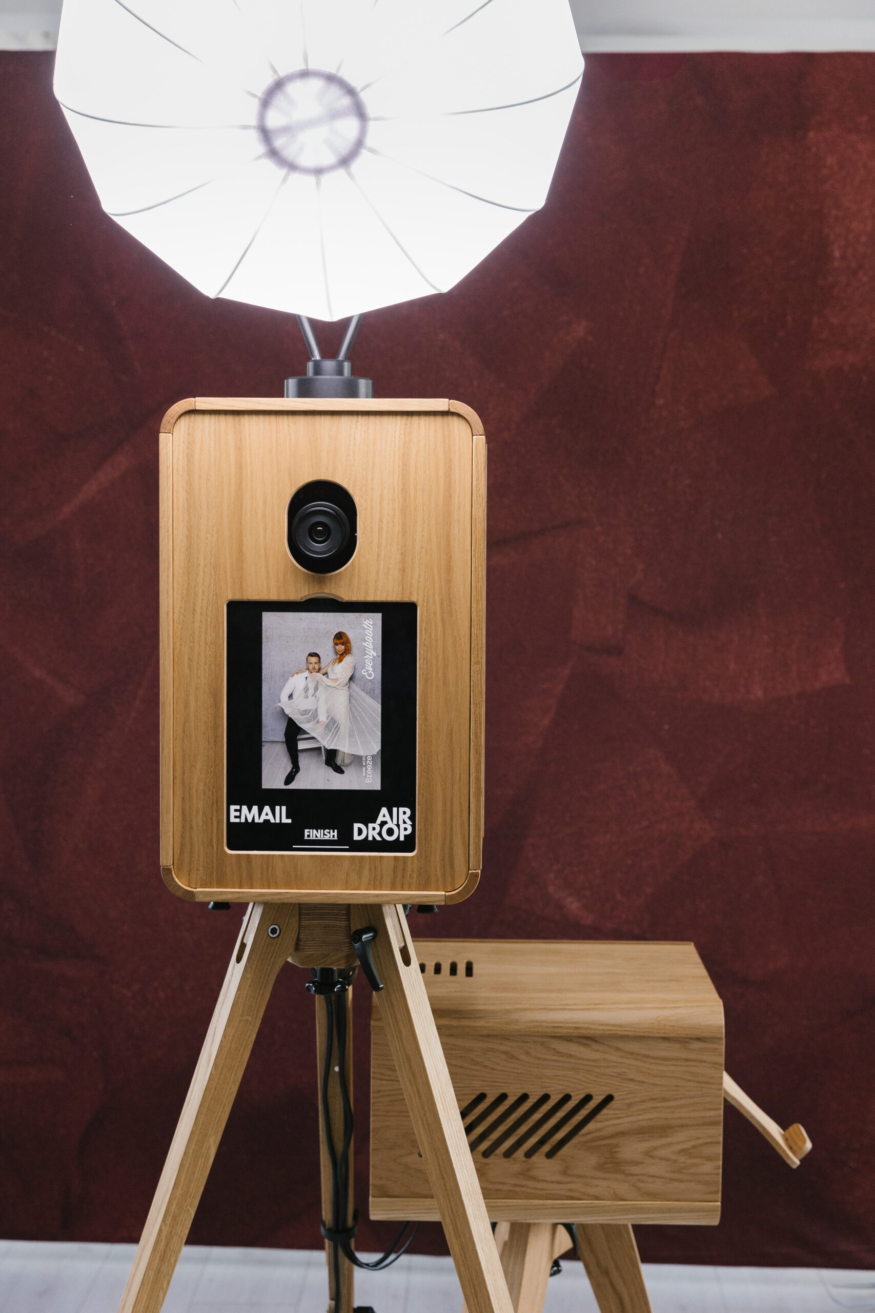 High-end photo booth setup with custom branding