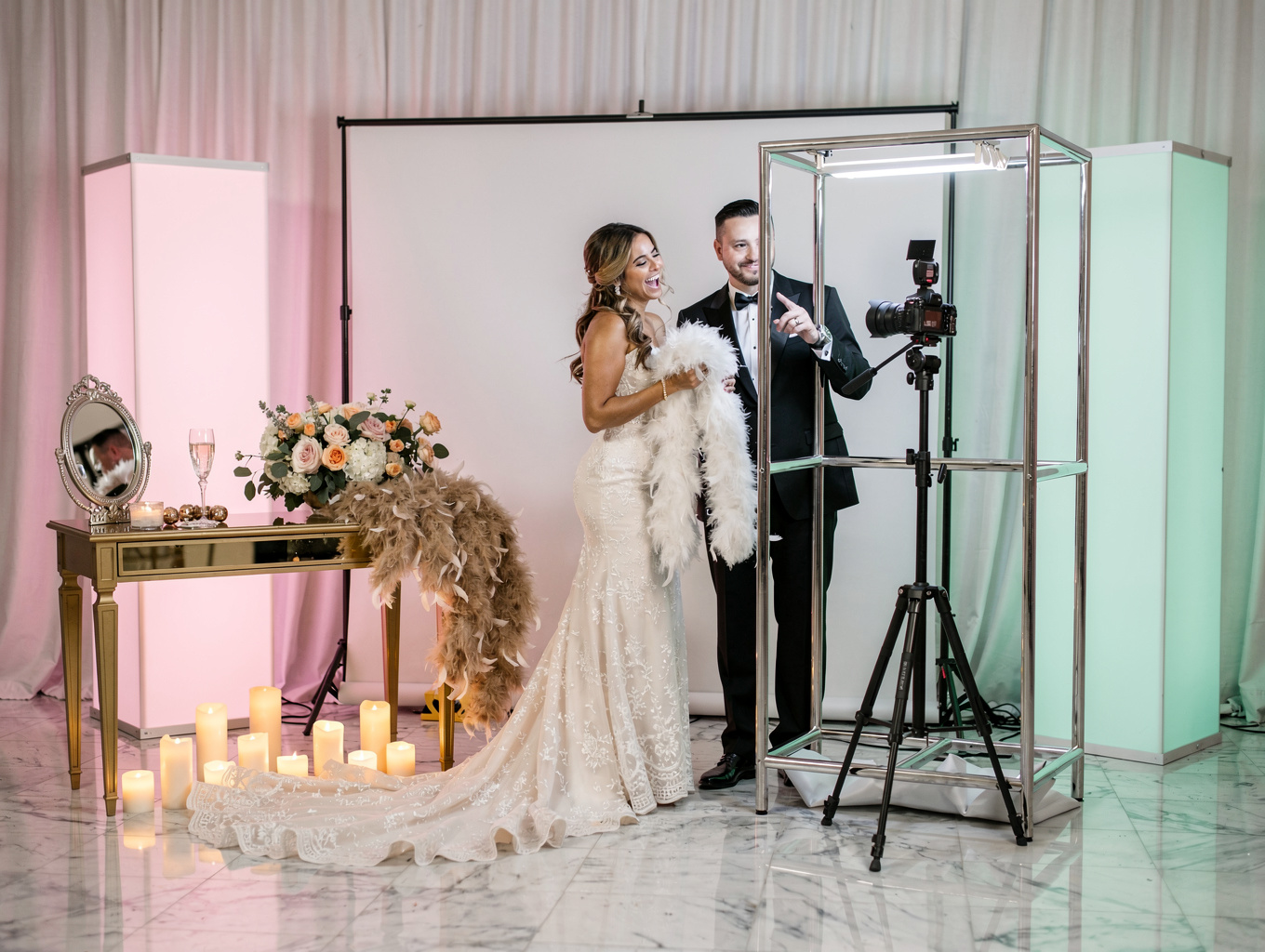 Elegant Glam Booth setup at a luxury wedding