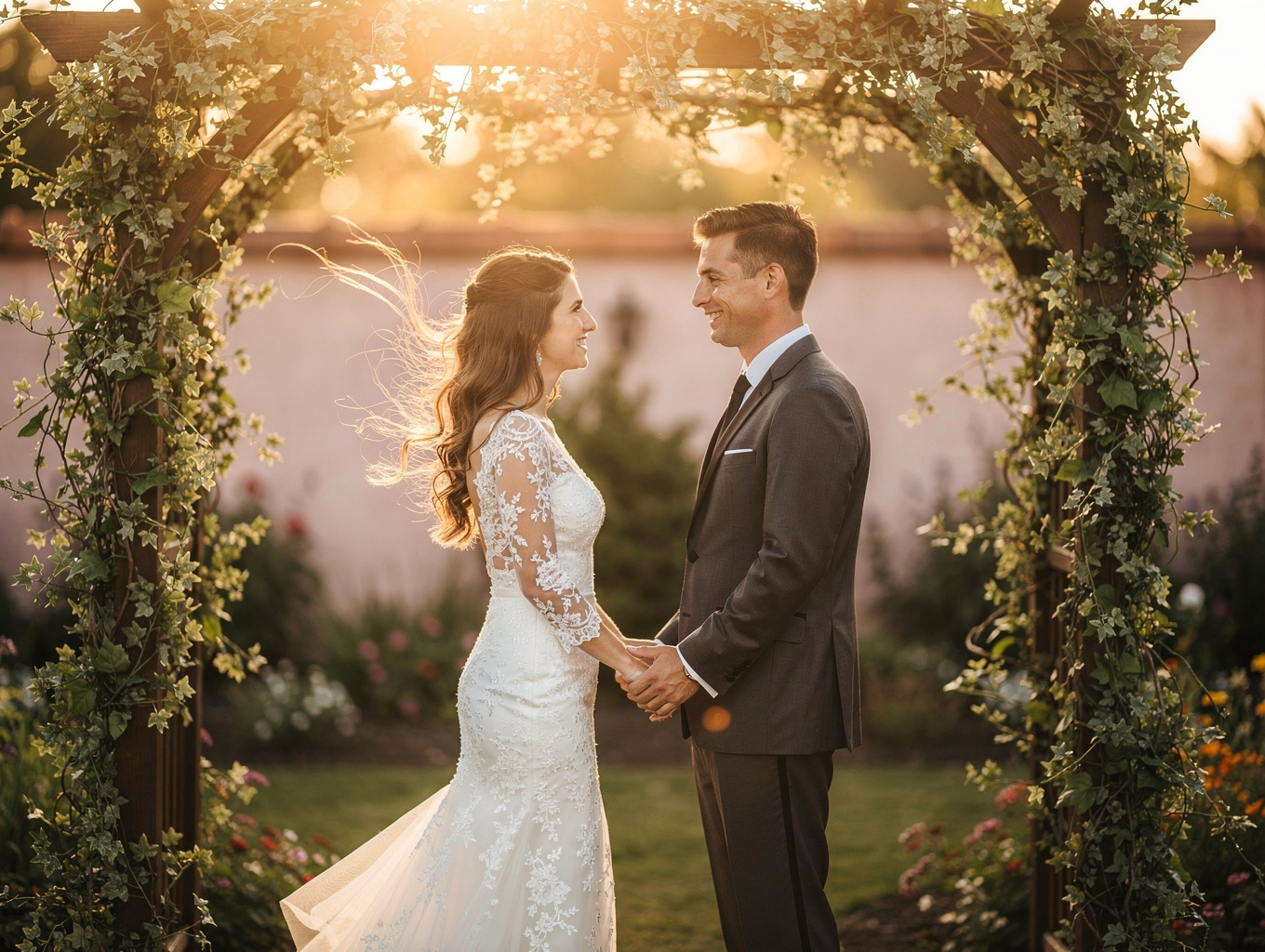 Wedding guests posing with custom photo templates
